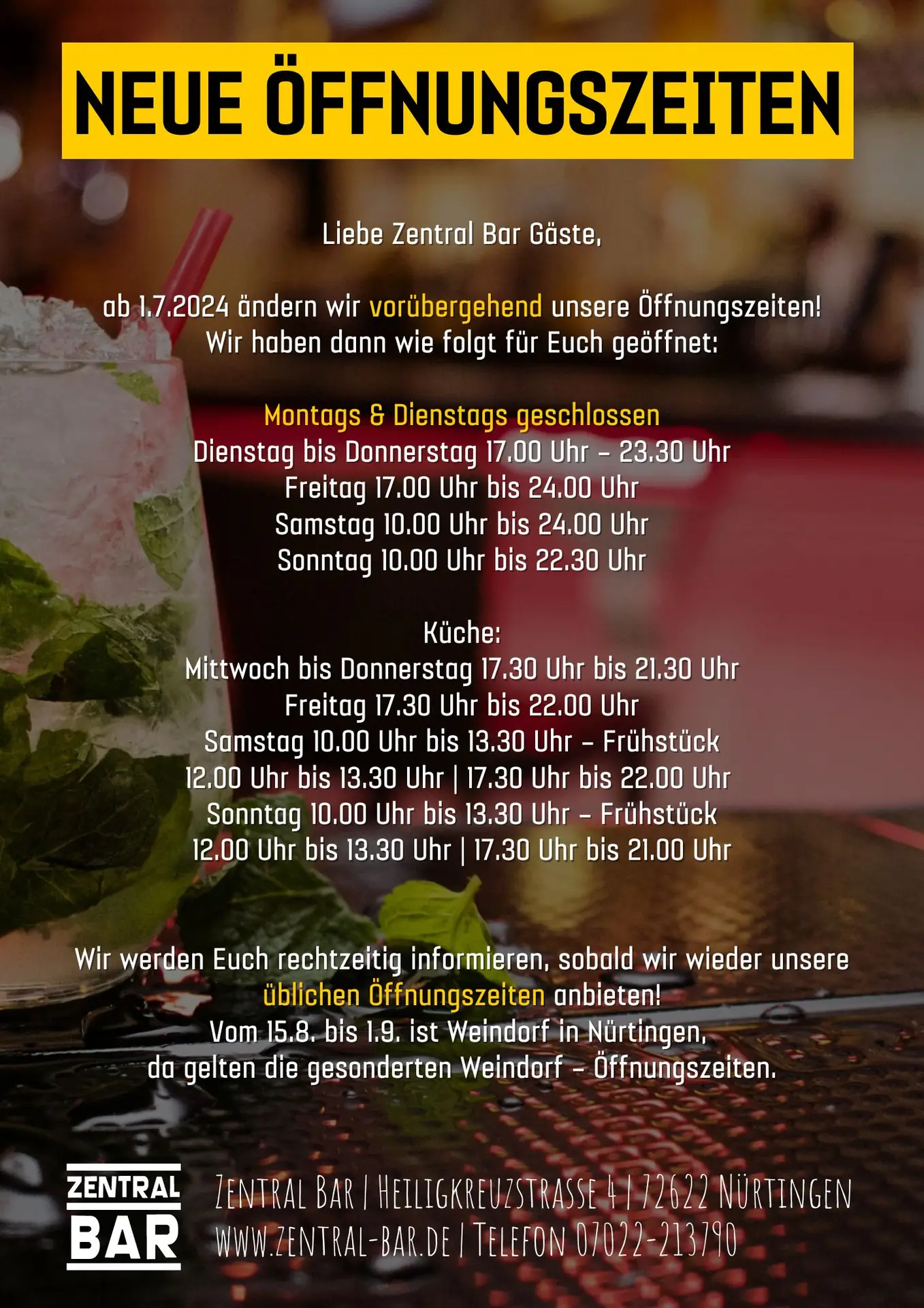 Kopie von Zentral Bar - Neue Öffnungzeiten A3