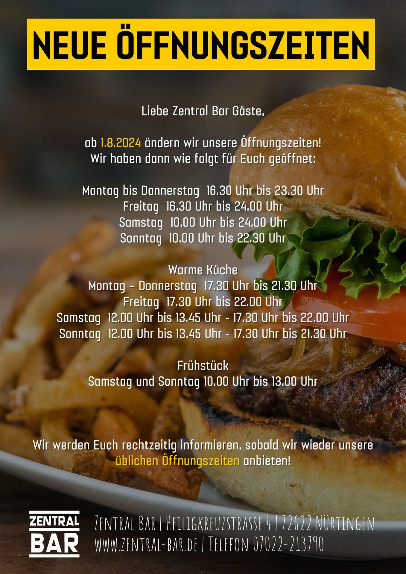 Öffnungszeiten Zentral Bar Nürtingen